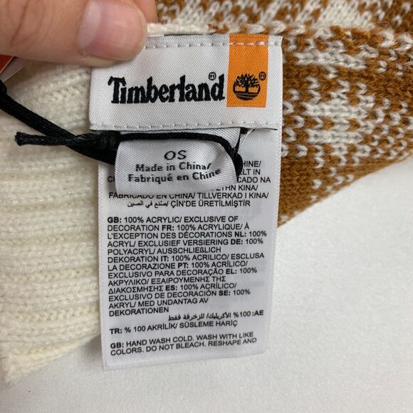 Timberland Knit Scarf Women 62X10 Spice Cream Buffalo Plaid Cozy Soft Rib Trim - Picture 11 of 16